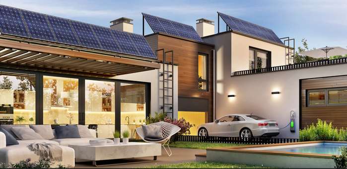 E-Autos sind genau wie die Solarenergie selbst Teil der Energiewende und dem emissionsfreien Fortschritt. ( Foto: Adobe Stock -slavun ) 